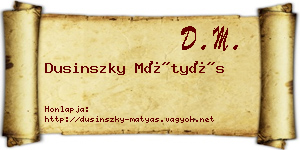 Dusinszky Mátyás névjegykártya